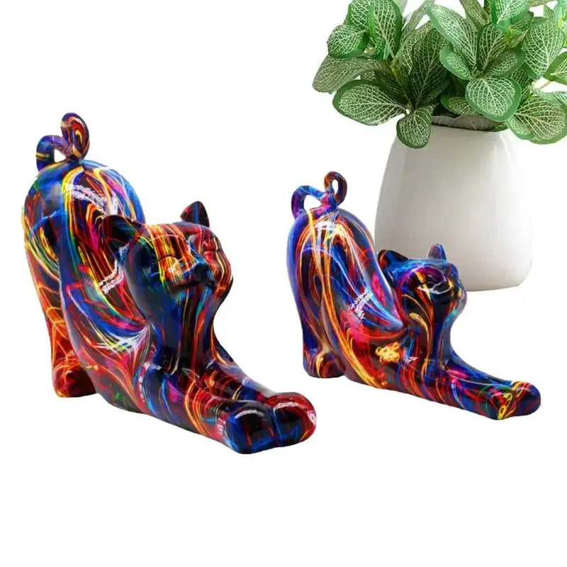 Chat en résine moderne coloré - MiaouDéco