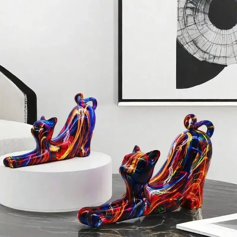Chat en résine moderne coloré - MiaouDéco