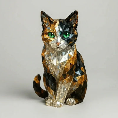 sculpture chat design en crystaux