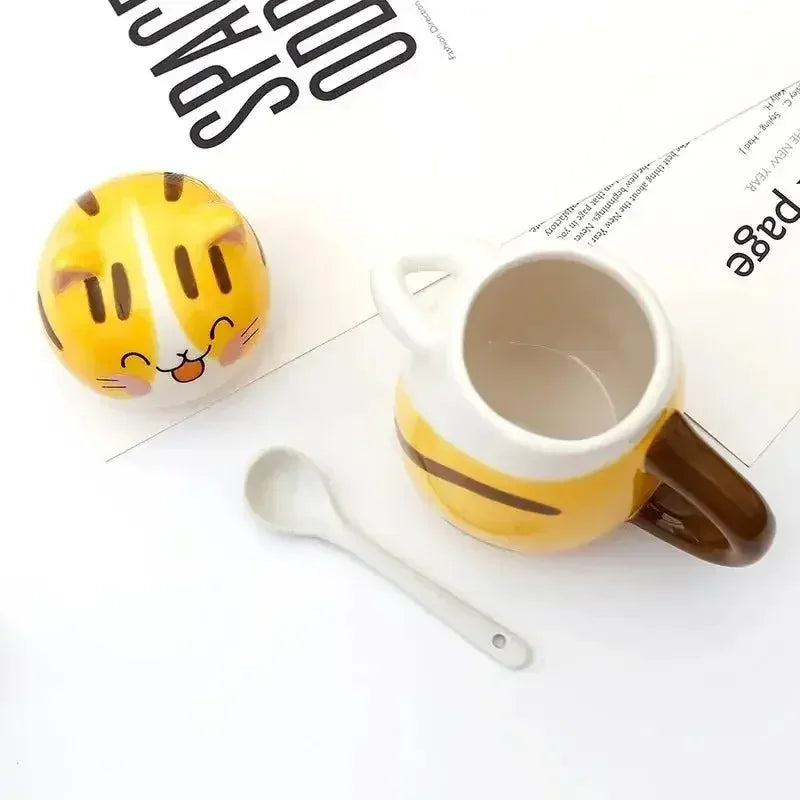 Tasse Chat Design en Céramique avec couvercle kawai - MiaouDéco
