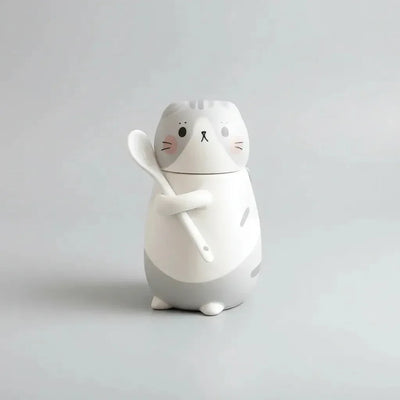 Tasse Chat Design en Céramique avec couvercle kawai
