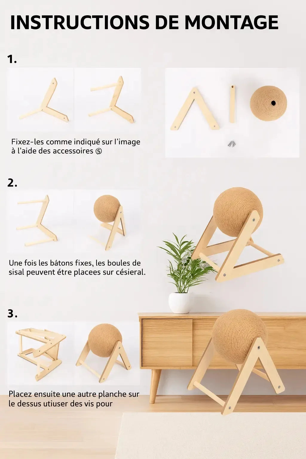 Boule Griffoir Bois - MiaouDéco