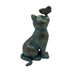 Statue jardin chat avec un papillon sur le nez - MiaouDéco