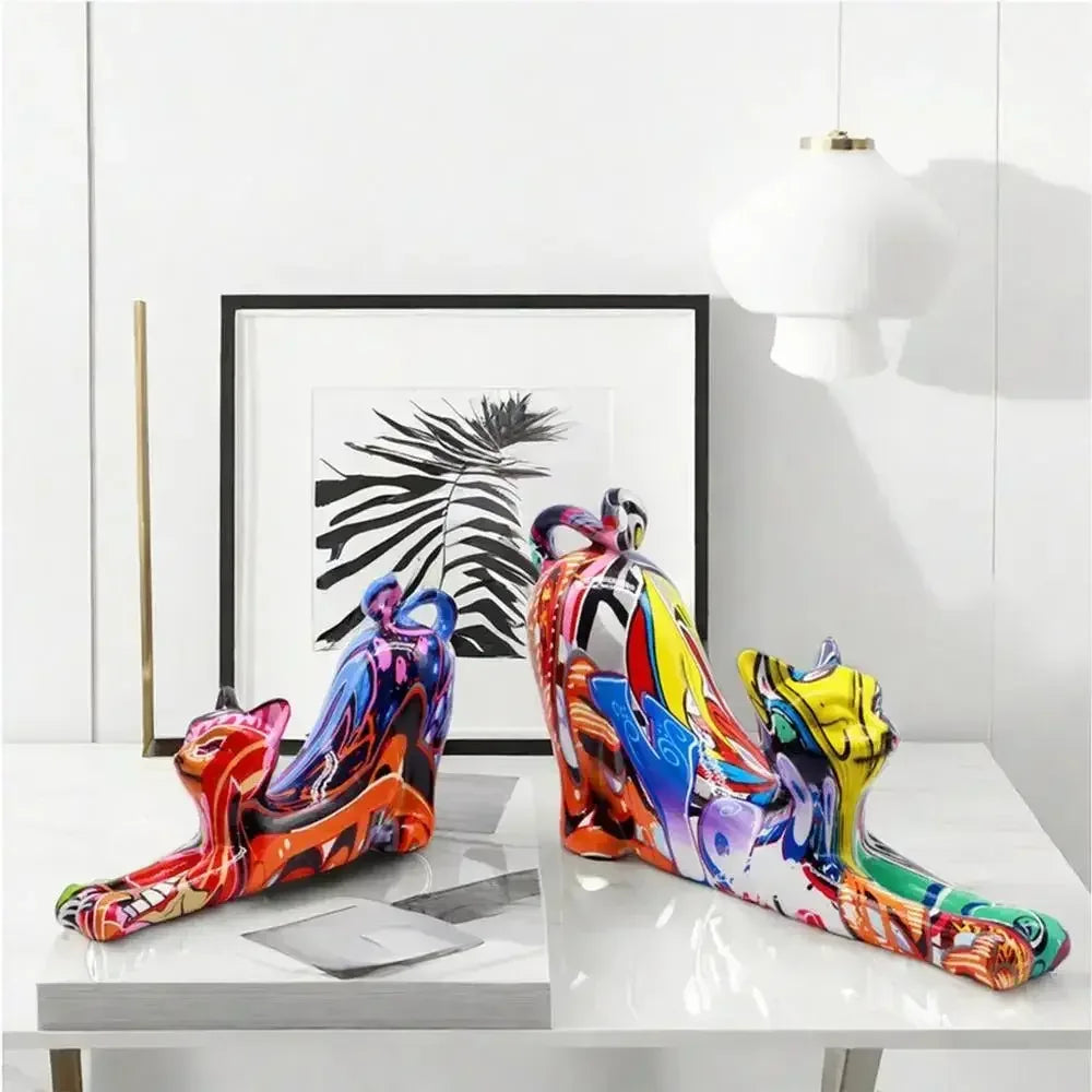 Chat en résine moderne coloré - MiaouDéco