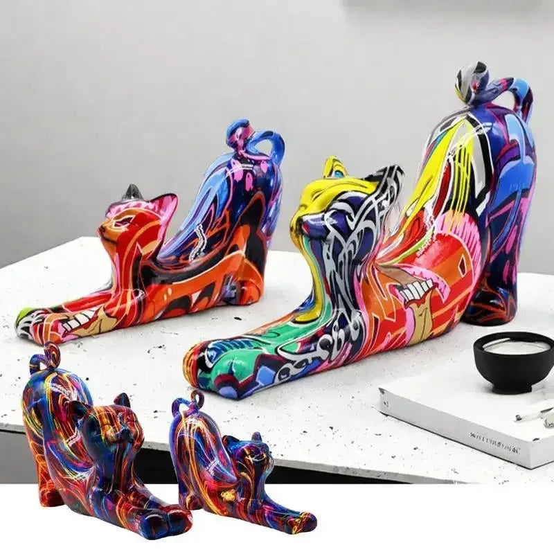 Chat en résine moderne coloré - MiaouDéco