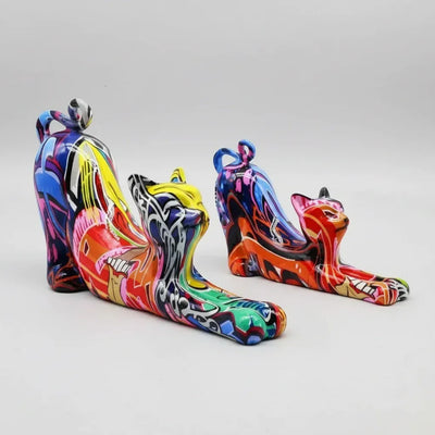 Chat en résine moderne coloré - MiaouDéco