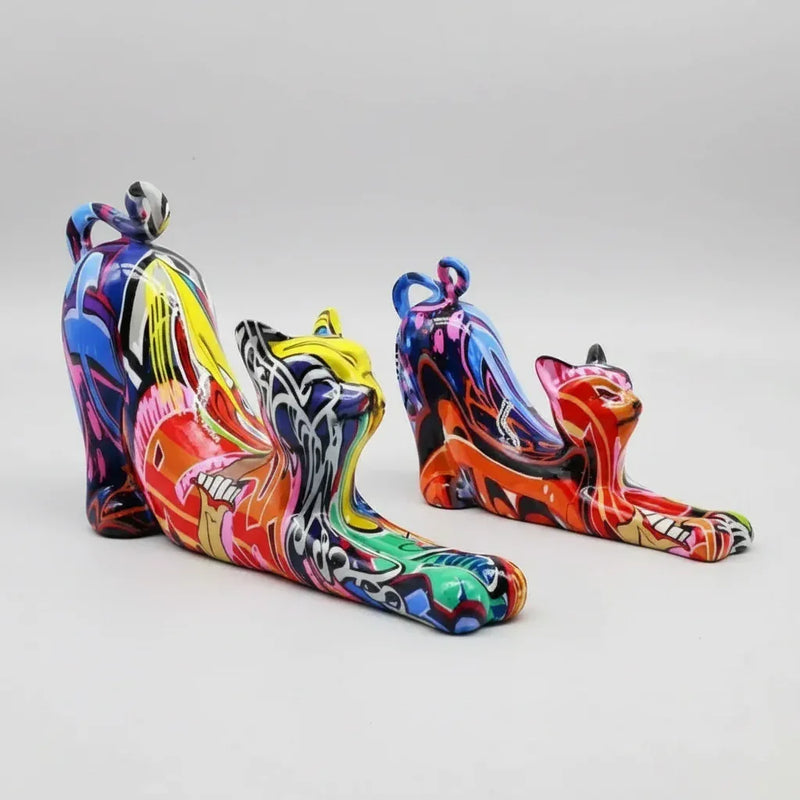 Chat en résine moderne coloré - MiaouDéco
