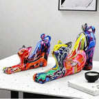 Chat en résine moderne coloré - MiaouDéco