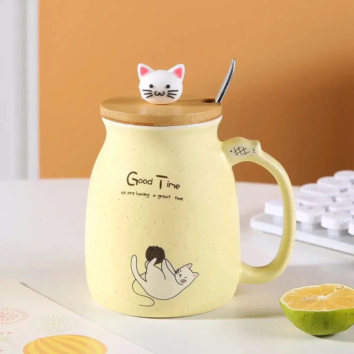 Mug Chat Kawaii & Sobre avec Couvercle - MiaouDéco