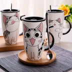 Mug chat avec couvercle avec manche en forme de queue - MiaouDéco
