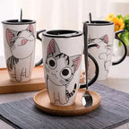 Mug chat avec couvercle avec manche en forme de queue - MiaouDéco
