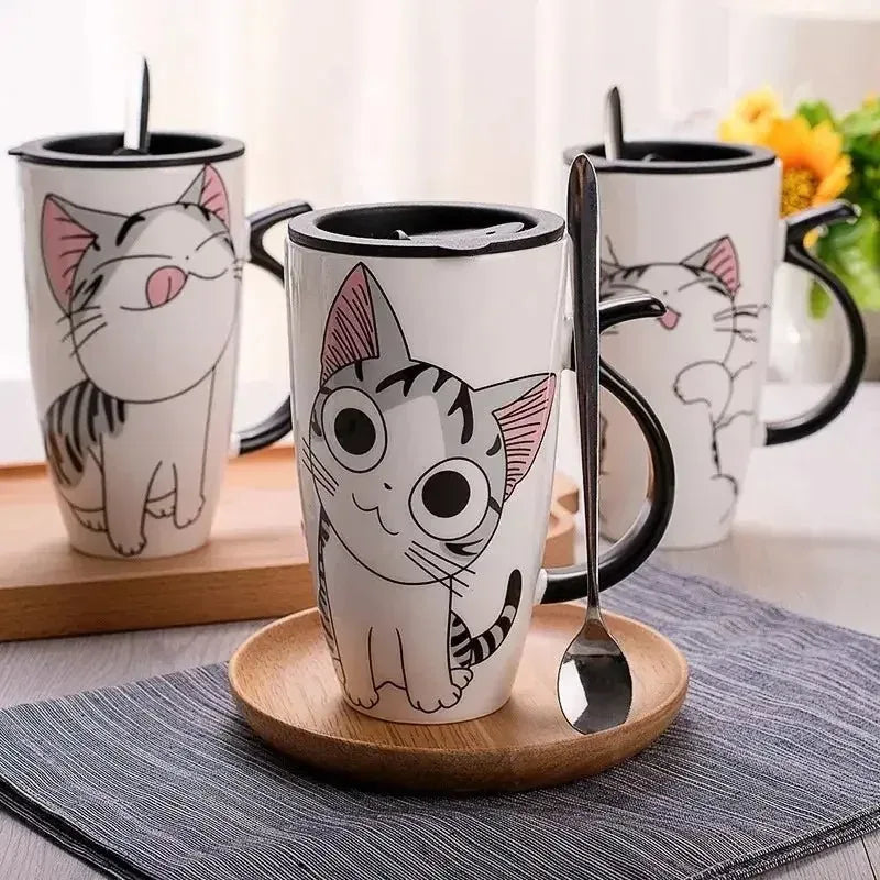 Mug chat avec couvercle avec manche en forme de queue - MiaouDéco