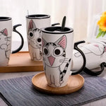 Mug chat avec couvercle avec manche en forme de queue - MiaouDéco