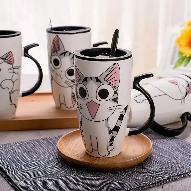 Mug chat avec couvercle avec manche en forme de queue - MiaouDéco