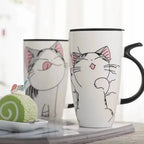 Mug chat avec couvercle avec manche en forme de queue - MiaouDéco