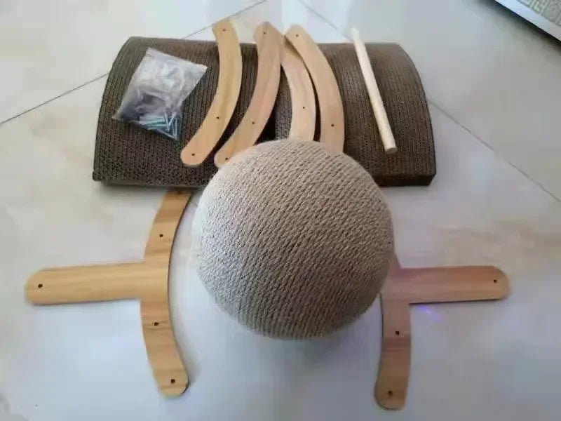 2 In 1 Cat Scratching Ball Wooden Cat Scratcher Sisal Scratch Board Wear-Resistant Grinding Paw Toy Solid Wood Scraper for Cats MiaouDéco