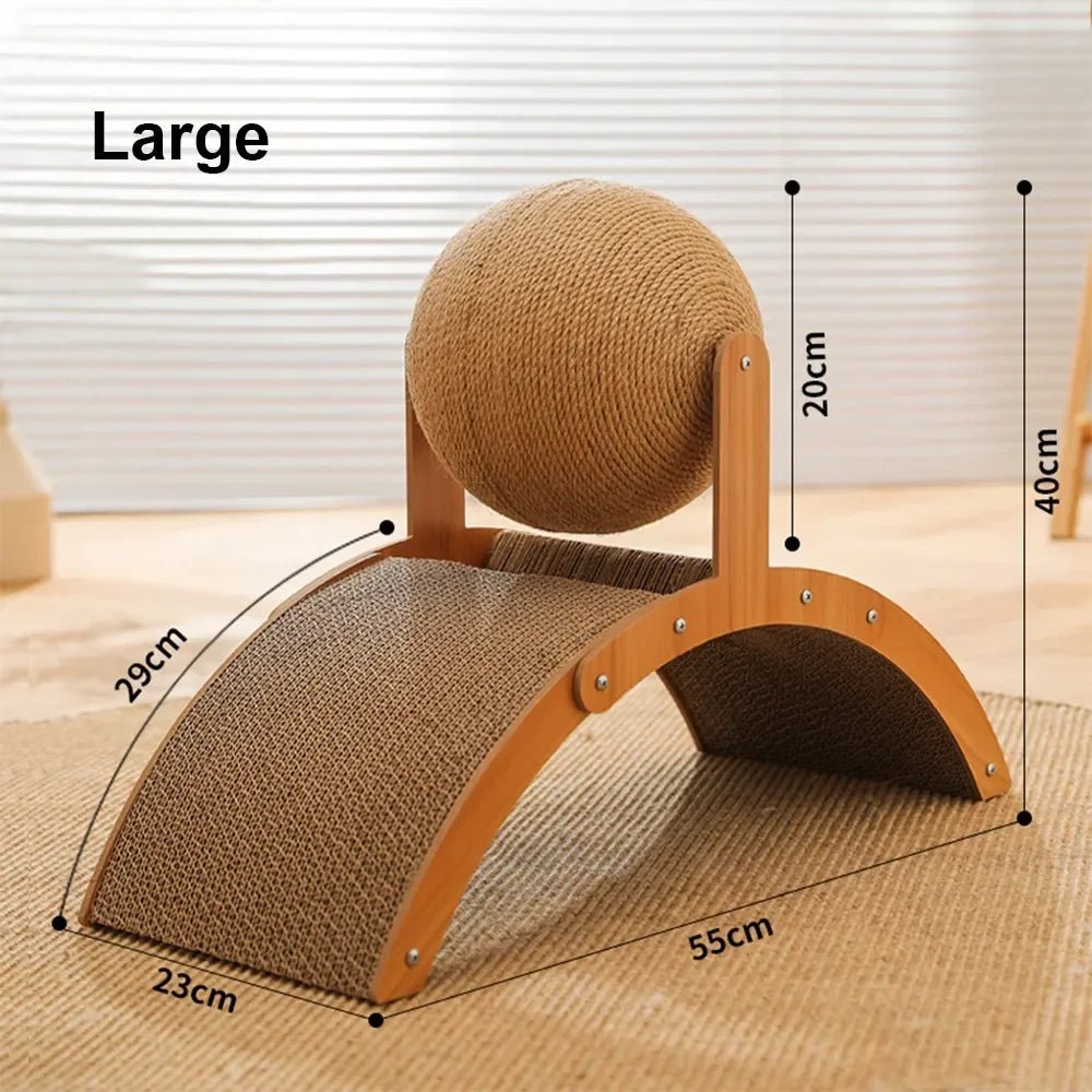 2 In 1 Cat Scratching Ball Wooden Cat Scratcher Sisal Scratch Board Wear-Resistant Grinding Paw Toy Solid Wood Scraper for Cats MiaouDéco