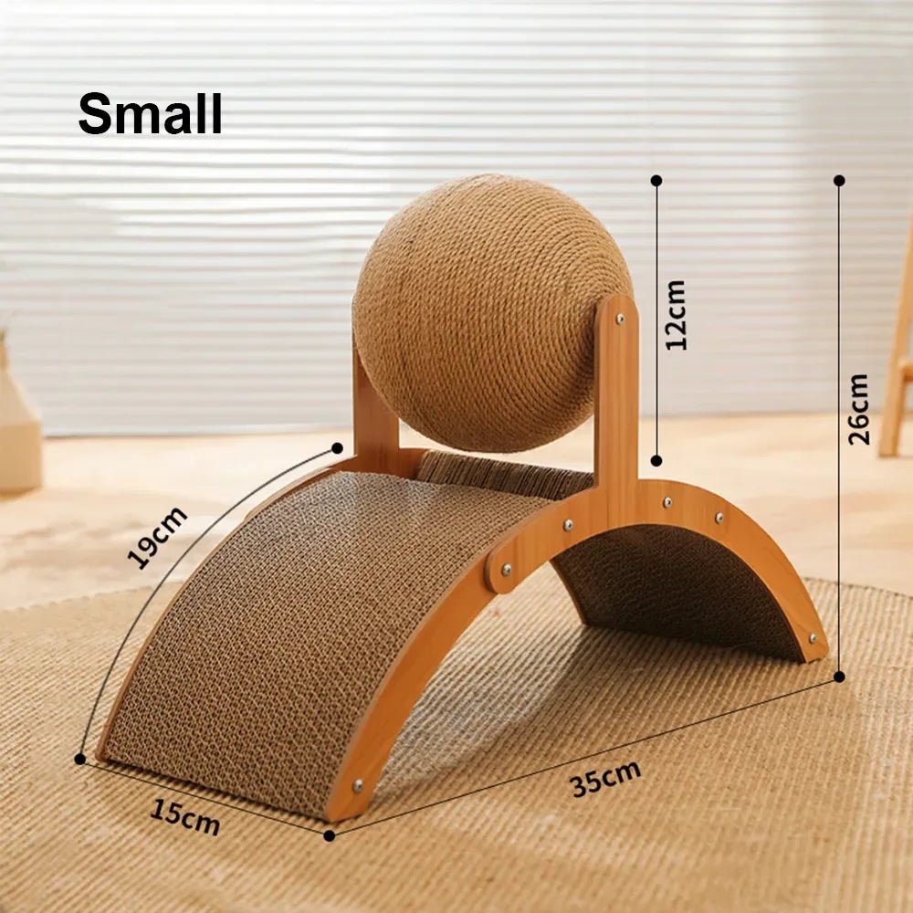 2 In 1 Cat Scratching Ball Wooden Cat Scratcher Sisal Scratch Board Wear-Resistant Grinding Paw Toy Solid Wood Scraper for Cats MiaouDéco