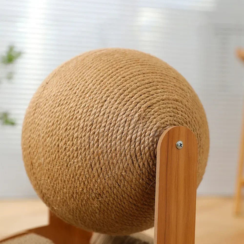 2 In 1 Cat Scratching Ball Wooden Cat Scratcher Sisal Scratch Board Wear-Resistant Grinding Paw Toy Solid Wood Scraper for Cats MiaouDéco