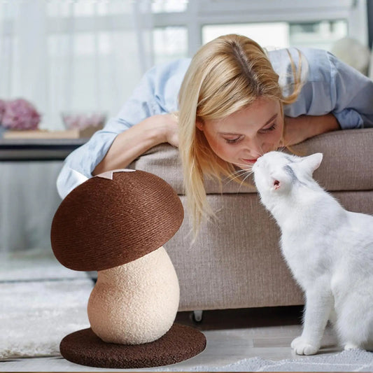 Kitten Scratching Post Mushroom Type Vertical Scratcher Furniture Protector Interactive Toys For Play Area Indoor Behavior MiaouDéco