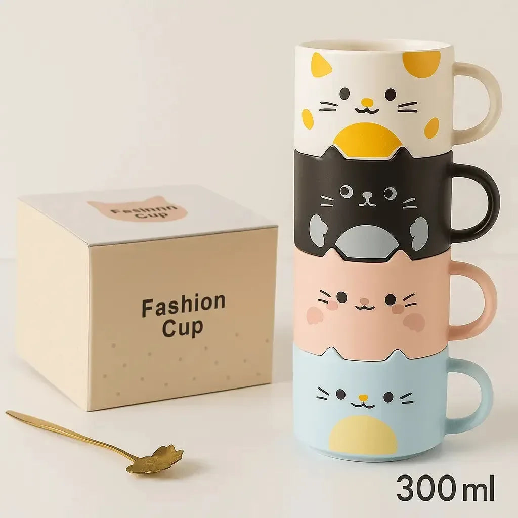 Mug chat design superposable - MiaouDéco