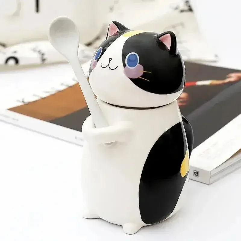 Tasse Chat Design en Céramique avec couvercle kawai - MiaouDéco