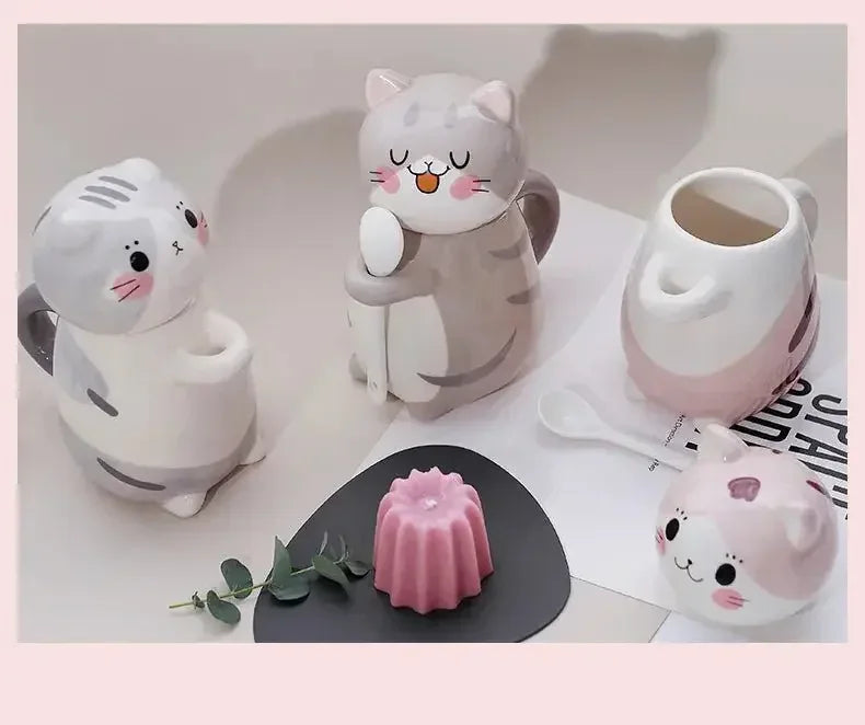 Tasse Chat Design en Céramique avec couvercle kawai - MiaouDéco