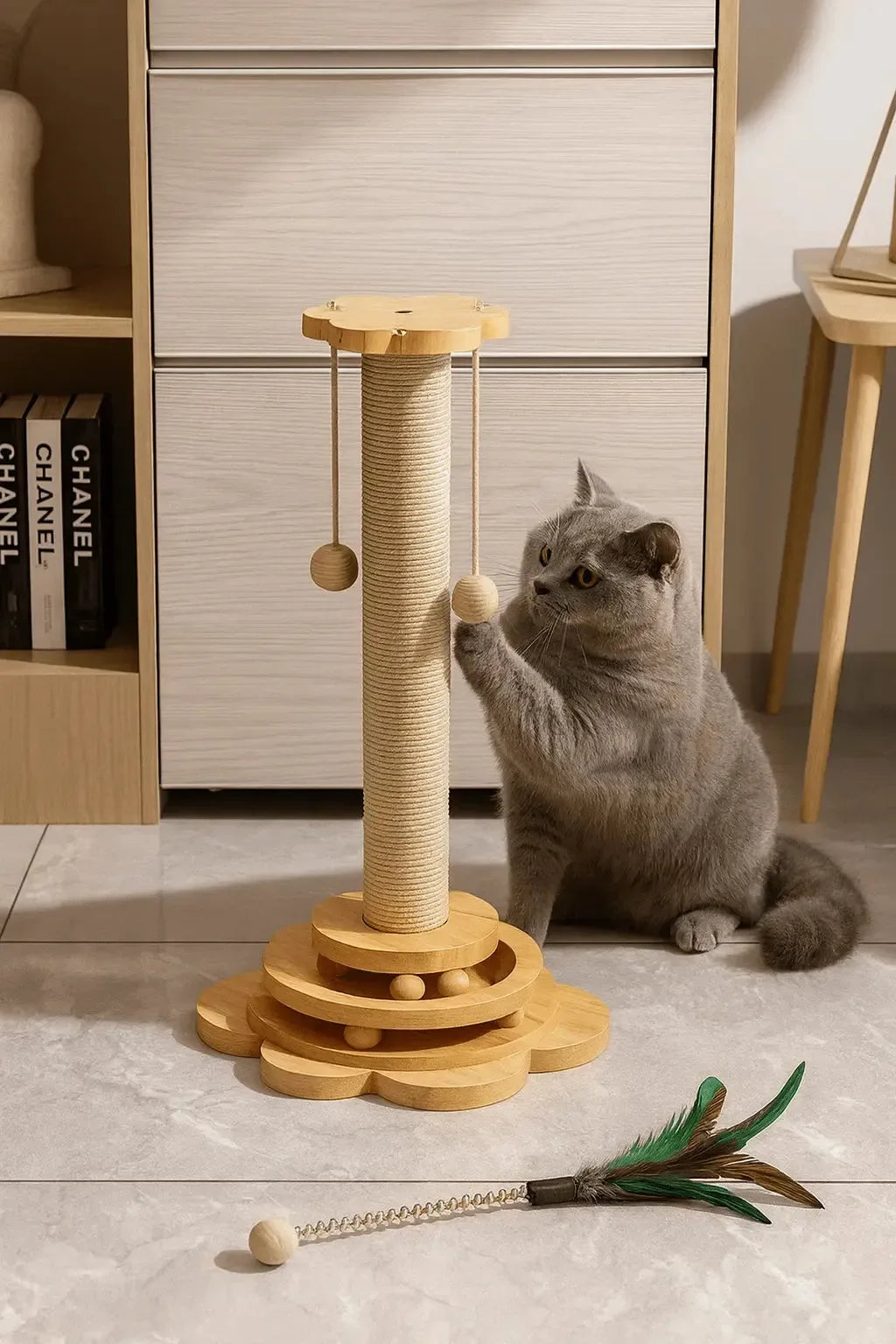 Poteau griffoir en bois - MiaouDéco
