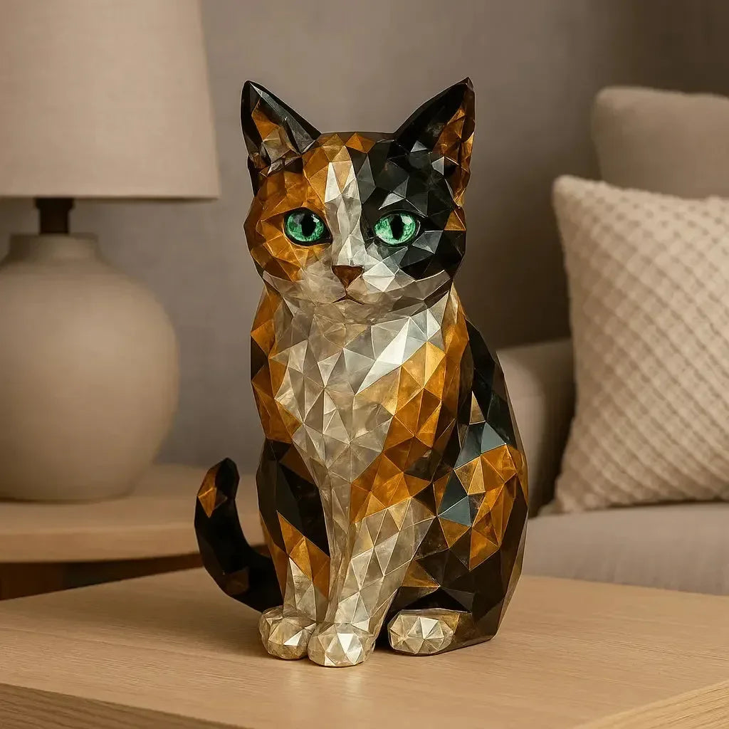 sculpture chat design en crystaux - MiaouDéco