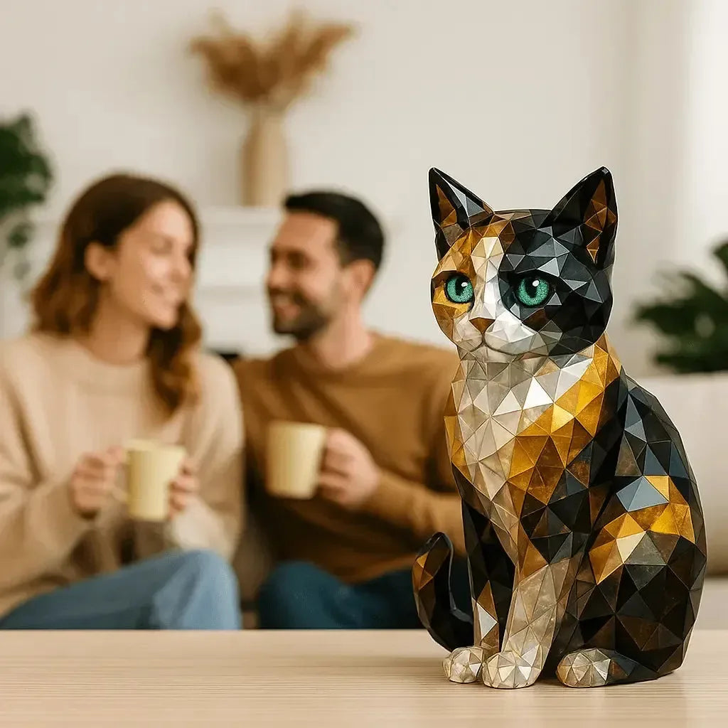 sculpture chat design en crystaux - MiaouDéco