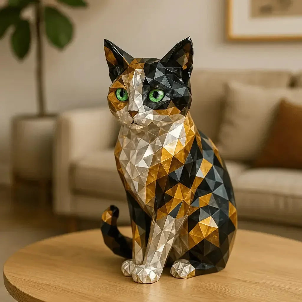 sculpture chat design en crystaux - MiaouDéco