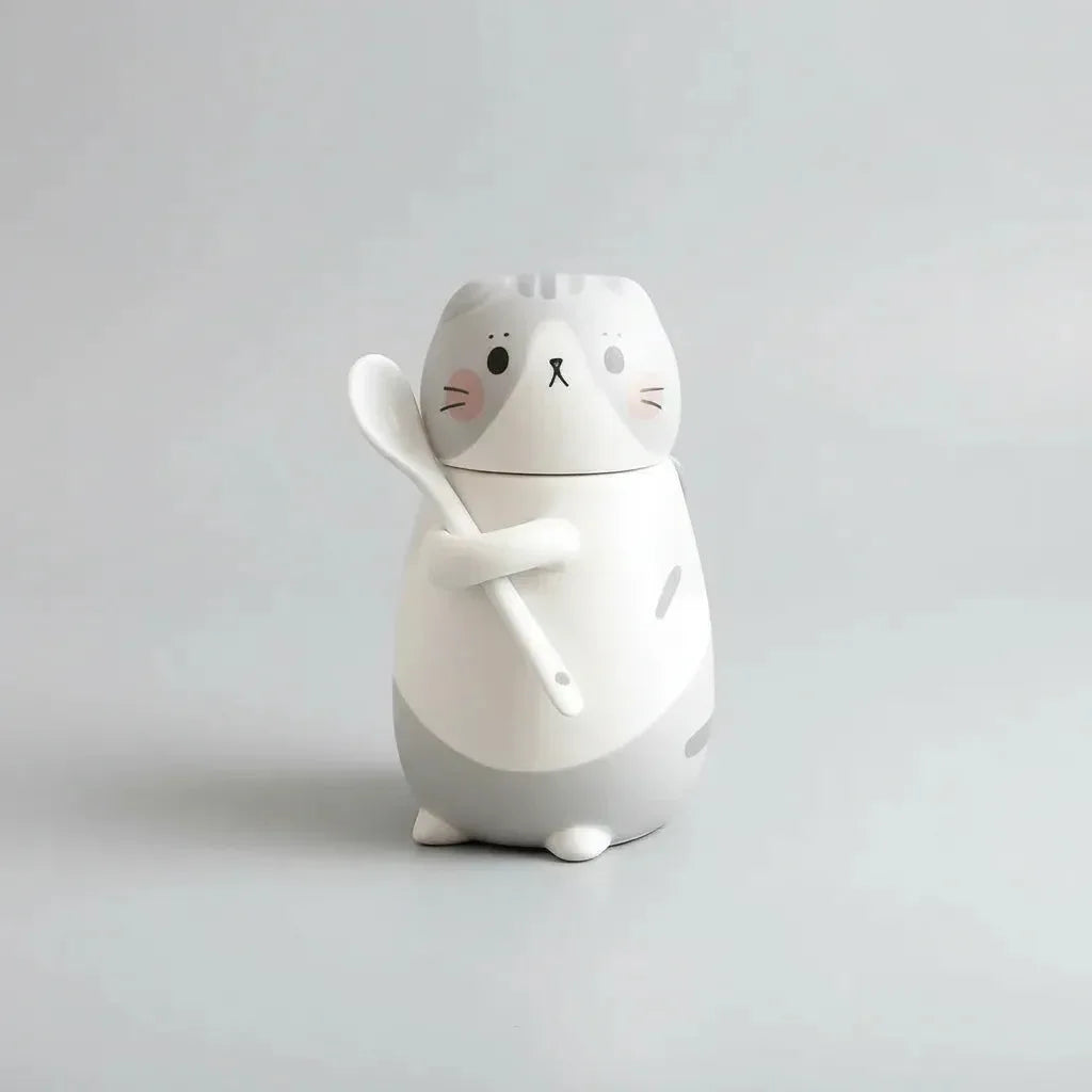 Tasse Chat Design en Céramique avec couvercle kawai - MiaouDéco