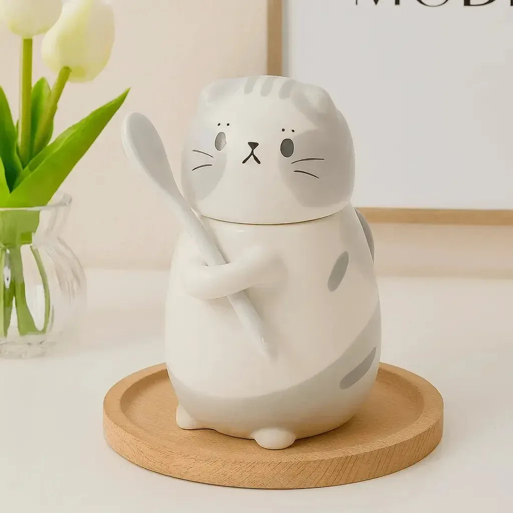 Tasse Chat Design en Céramique avec couvercle kawai - MiaouDéco