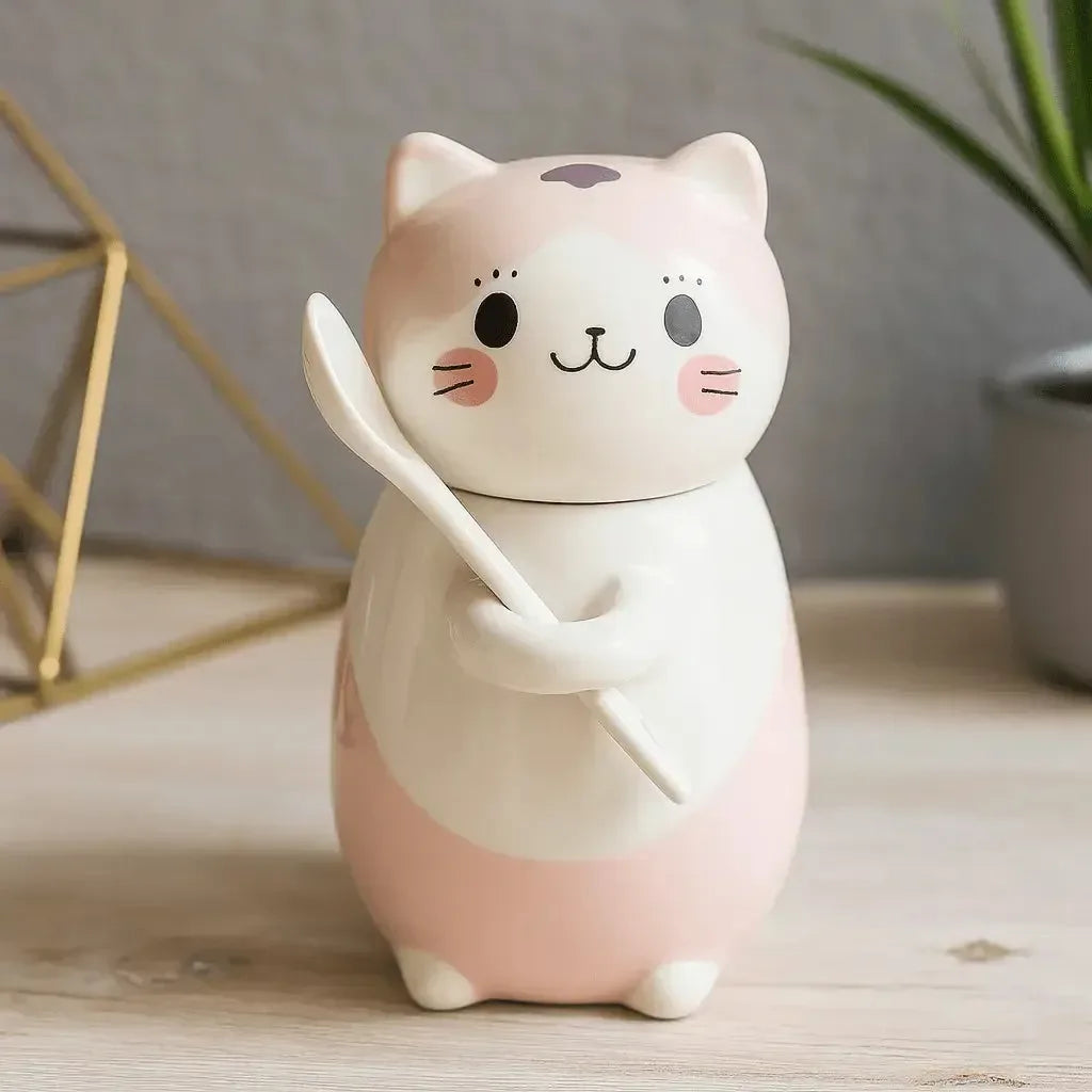 Tasse Chat Design en Céramique avec couvercle kawai - MiaouDéco
